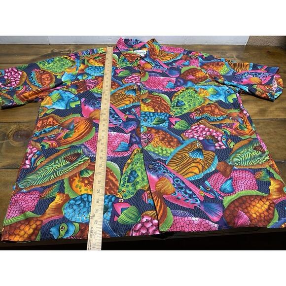 Reyn Spooner Shirt Mens 2XL Fish Vibrant Hawaiian Rayon Short Sleeve - Picture 10 of 13
